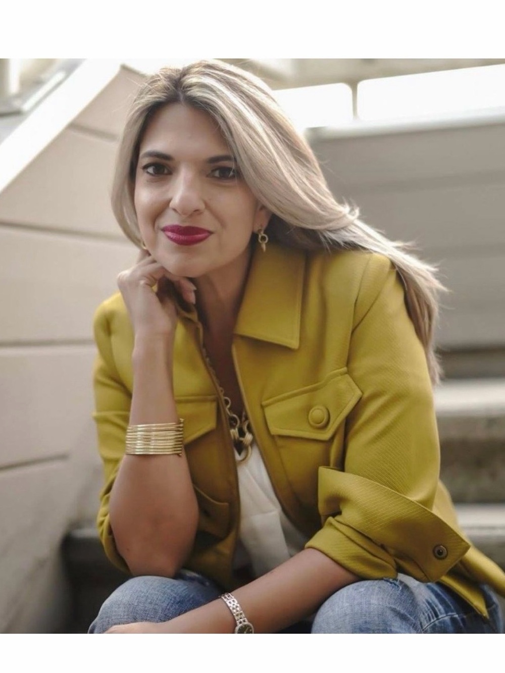 CAbi Mustard Yellow Tailored Blazer Jacket